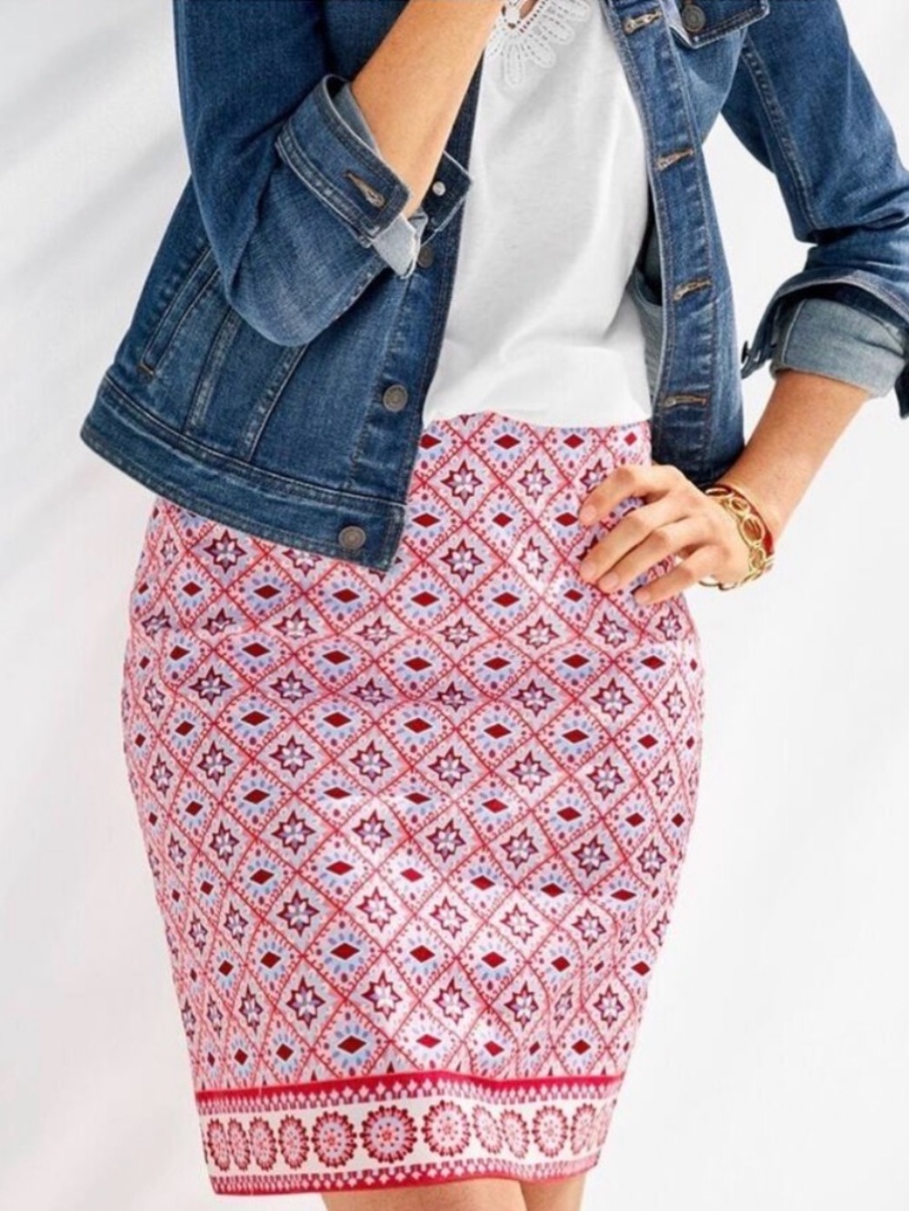 Talbots Petites multicolored skirt  Mediterranean-inspired tile print 12petite